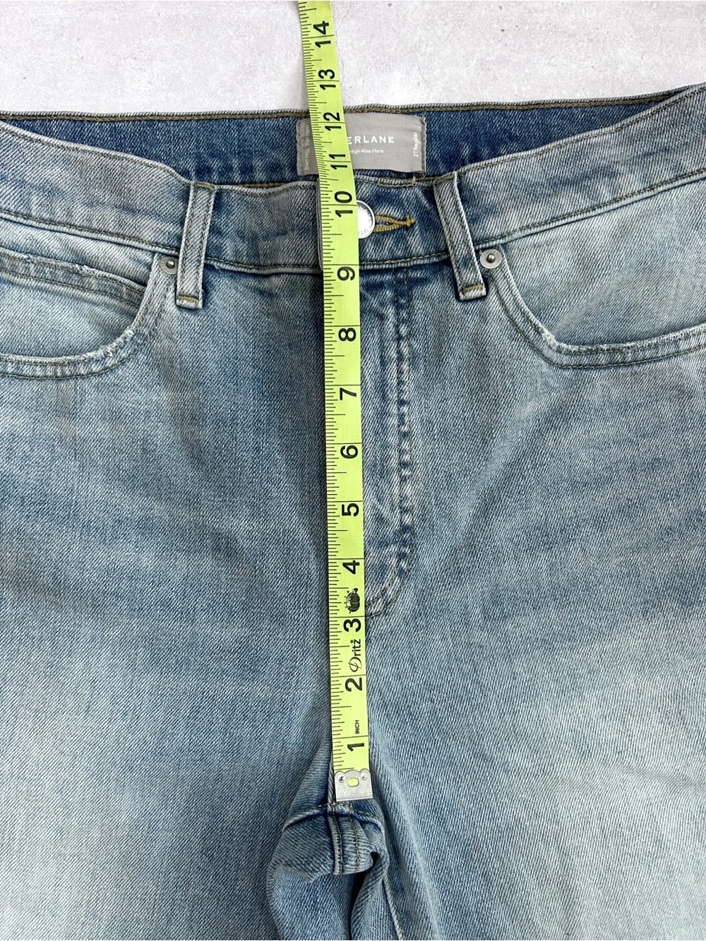 Everlane The High-Rise Flare Jeans Light Wash Distressed Knee Size 27
